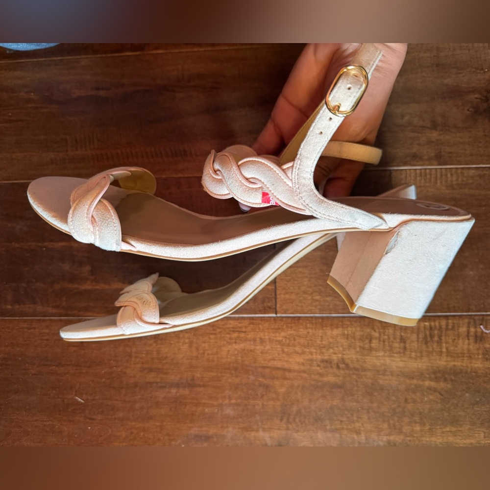 Stuart Weitzman Light Pink Suede Dancer Twistie Sandals Heels sz 12 - Picture 7 of 10